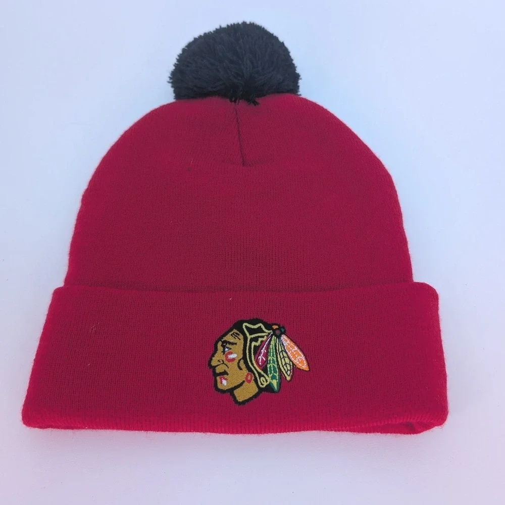 NHL Chicago Blackhawks Beanie Unisex OSFA Red Patrick Kane 88 Pom Pom Hat